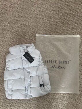 NWT Little Bipsy Light Grey Puffer Vest (18-24M)